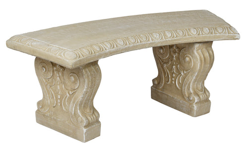 Athens Stone Casting Small Curved Bench