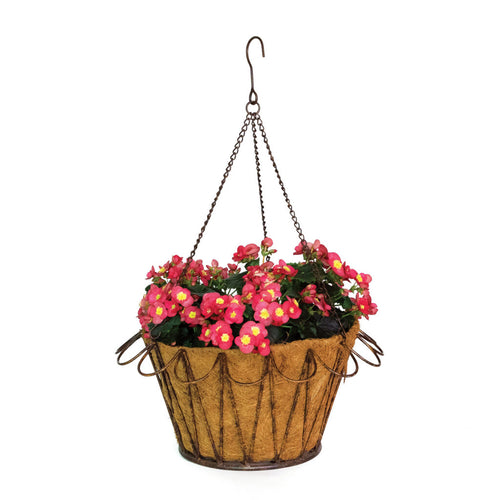 Deer Park Ironworks Wave Hanging Basket w/ Coco Liner