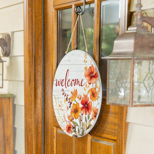 Evergreen Harvest Blossom Wildflowers Wood Door Décor 18