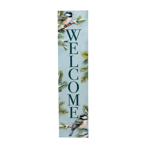 Evergreen Holly Homestead Chickadee Bird Porch Leaner Welcome 46H