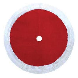 Christmas Tree Skirt, Plush Red & White, 48-In.