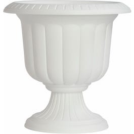 Plastic Planter, Classic Urn, White, Resin, 14-In.