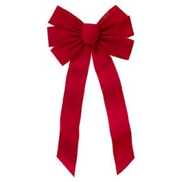 Christmas Bow, 7-Loop, Red Velvet, 10 x 22 x 2-3/4-In.