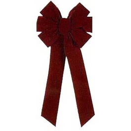 Outdoor Christmas Bow, 7-Loop, Burgundy Velvet, 10 x 22-In.