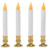 Christmas LED Candle, Orange Flicker Flame, Battery-Operated, White/Brass, 9-In., 4-Pk.