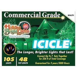 Christmas Icicle Light Set, Commercial-Grade, Multi, 105-Ct.