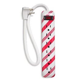 6-Outlet Power Strip, Candy Cane Design