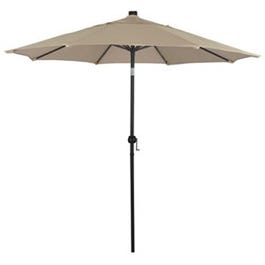 Market Umbrella With LED Lights, Beige, 9-Ft.