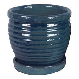 Honey Jar Planter, Aqua Blue Ceramic, 6-In.