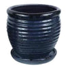 Honey Jar Planter, Drip Blue Ceramic, 9-In.