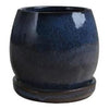 Artisan Planter, Drip Blue Ceramic, 8-In.