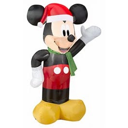 Christmas Inflatable Mickey Mouse & Santa, 3.5-Ft.