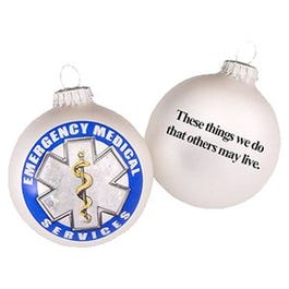 Glass Christmas Ornament, EMS First Responder, 3.25-In.