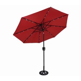 Patio Umbrella + Bluetooth Speaker & LED Lights, Solar Powered, Scarlet, 9-Ft.
