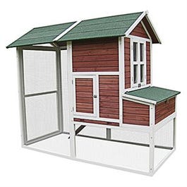 Chicken Ranch Coop, Dark Red,  84 x 44.9 x 70.8-In.