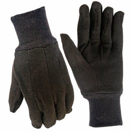 Jersey Work Gloves, Brown Cotton, Men's L