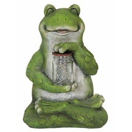 LED Solar Statue, Frog With Lighted Fireflies,