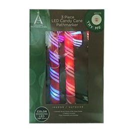 LED Christmas Path Lights, Color Change Candy Canes,  21.5-In., 3-Ct.