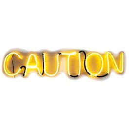 LED Halloween Caution Sign, Yellow, Indoor/Outdoor