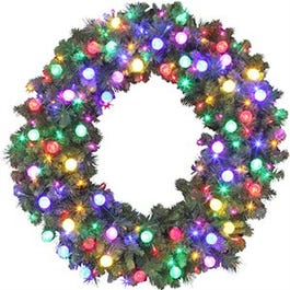 Artificial Wreath, Bristol Pine, 170 LED Lights, 48-In.