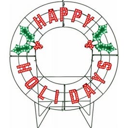 LED Happy Holidays Wreath, Outdoor, 40-In.