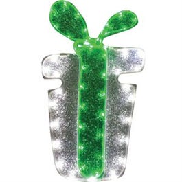 LED Christmas Window Decoration, Silver Present/Green Bow Tape Light, 18-In.