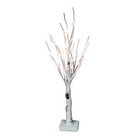 Faux Twig Tree, Snowy Birch, 24 Warm White LED Lights,2-Ft.