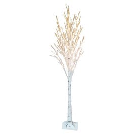 Faux Twig Tree, Snowy Birch, 120 Warm White LED Lights, 6-Ft.