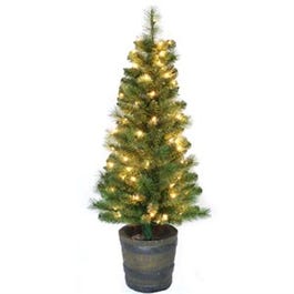 Artificial Christmas Entryway Tree, Prelit Saratoga, 100 Clear Lights, 48-In.