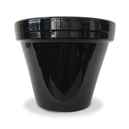 Flower Pot, Black Ceramic, 4.5 x 3.75-In.