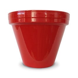 Flower Pot, Red Ceramic, 4.5 x 3.75-In.
