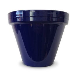 Flower Pot, Cobalt Ceramic, 6.5 x 5.5-In.