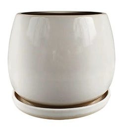 Brooks Artisan Planter, Cream White Glazed Ceramic, 6-In.