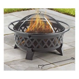 Lattice Fire Pit, Steel Legs, 35 x 35 x 22-In.