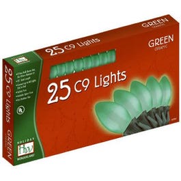 Christmas Lights Set, Green Ceramic C9 Bulbs, 25-Ct.