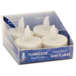 Flameless Tea Light Candles With Batteries, White, 4-Pk.