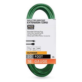 Outdoor Extension Cord, 16/3 SJTW, Green, 20-Ft.